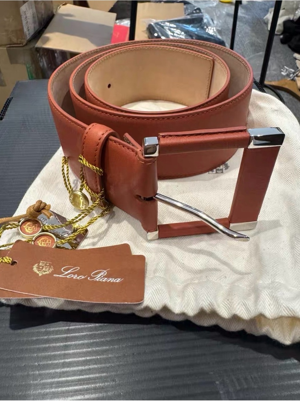 🚩steal Loro Piana woman Leather Belt in Rust Brown